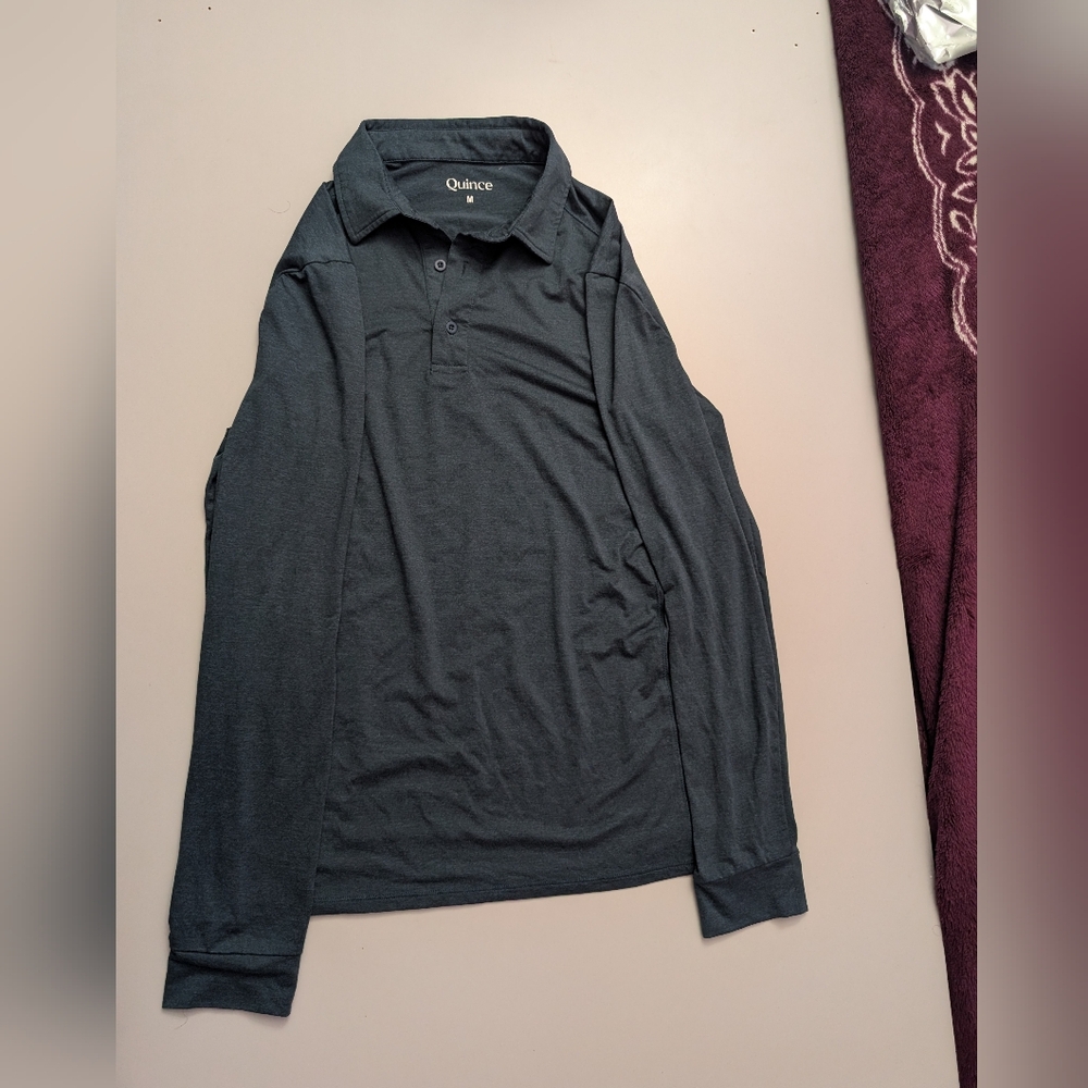 Quince Men's Dark Gray Polo Shirt Medium